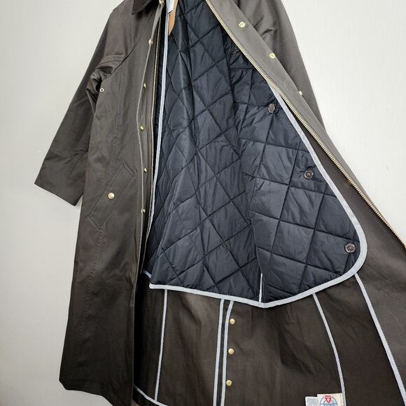 J.Crew NWT Long Barn Coat Waxed Cotton Twill Brown XS Petite Removable Vest - Picture 11 of 16